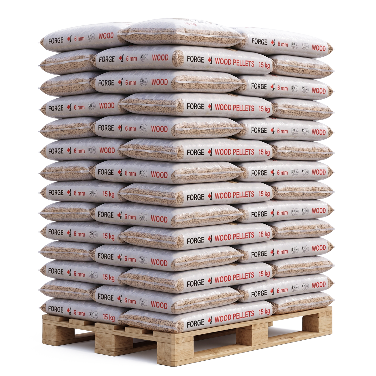 Forge houtpellets, 84 zakken van 15 kg op een pallet