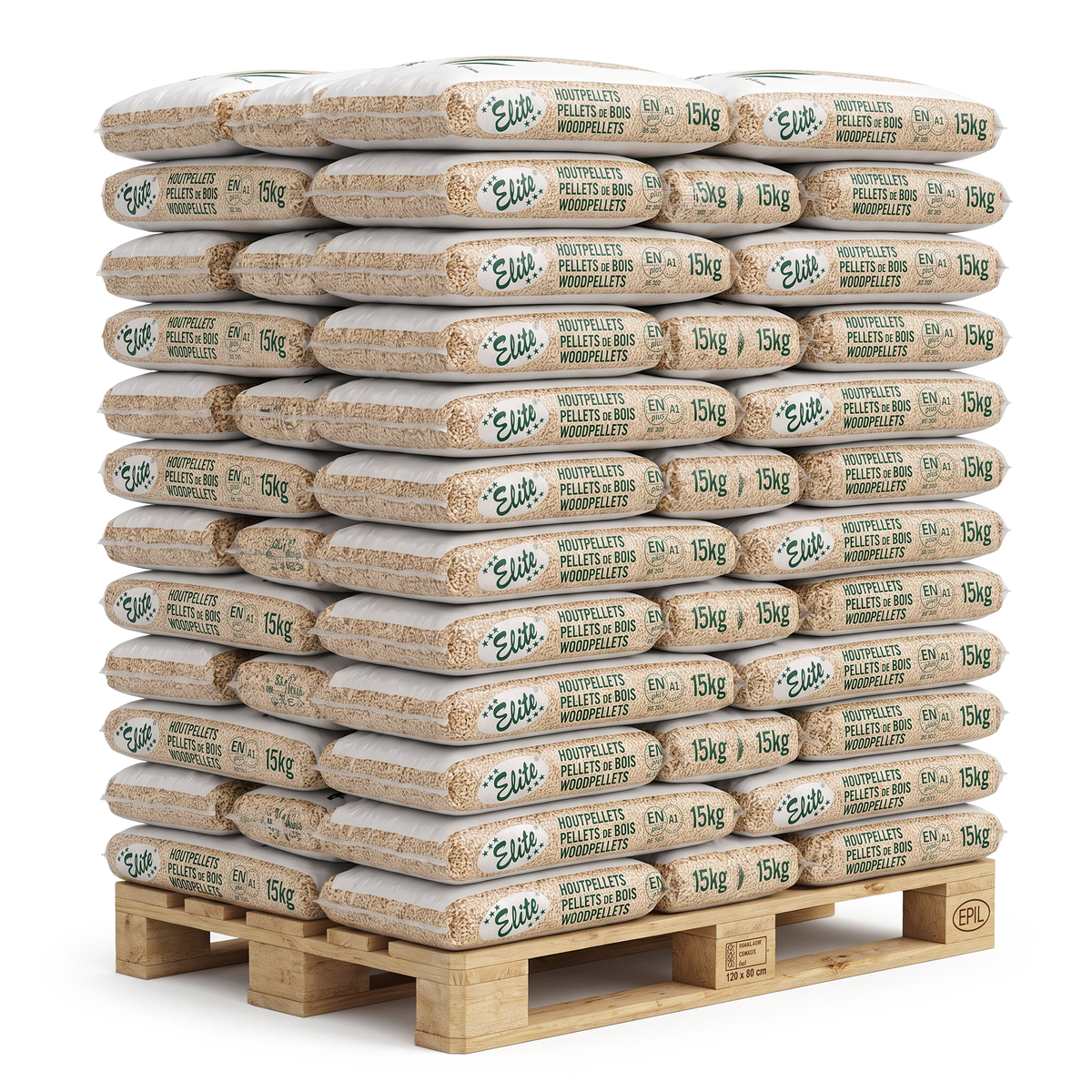 Pallet Elite Pellets Groen houtpellets, 70 zakken van 15 kg