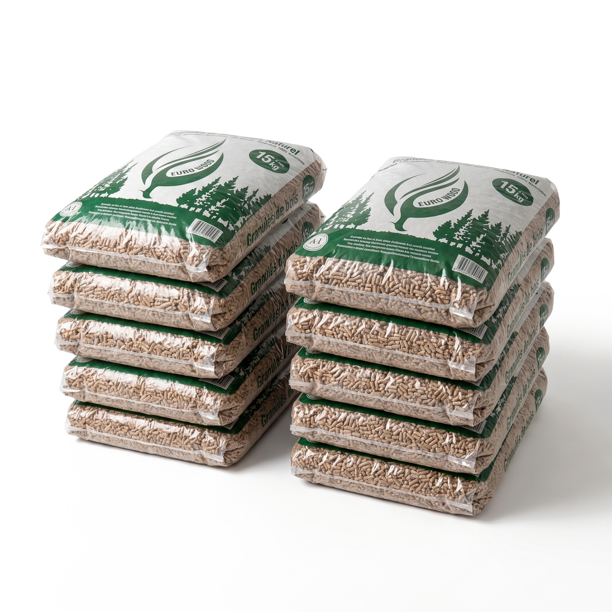 10 zakken EuroWood houtpellets van 15 kg