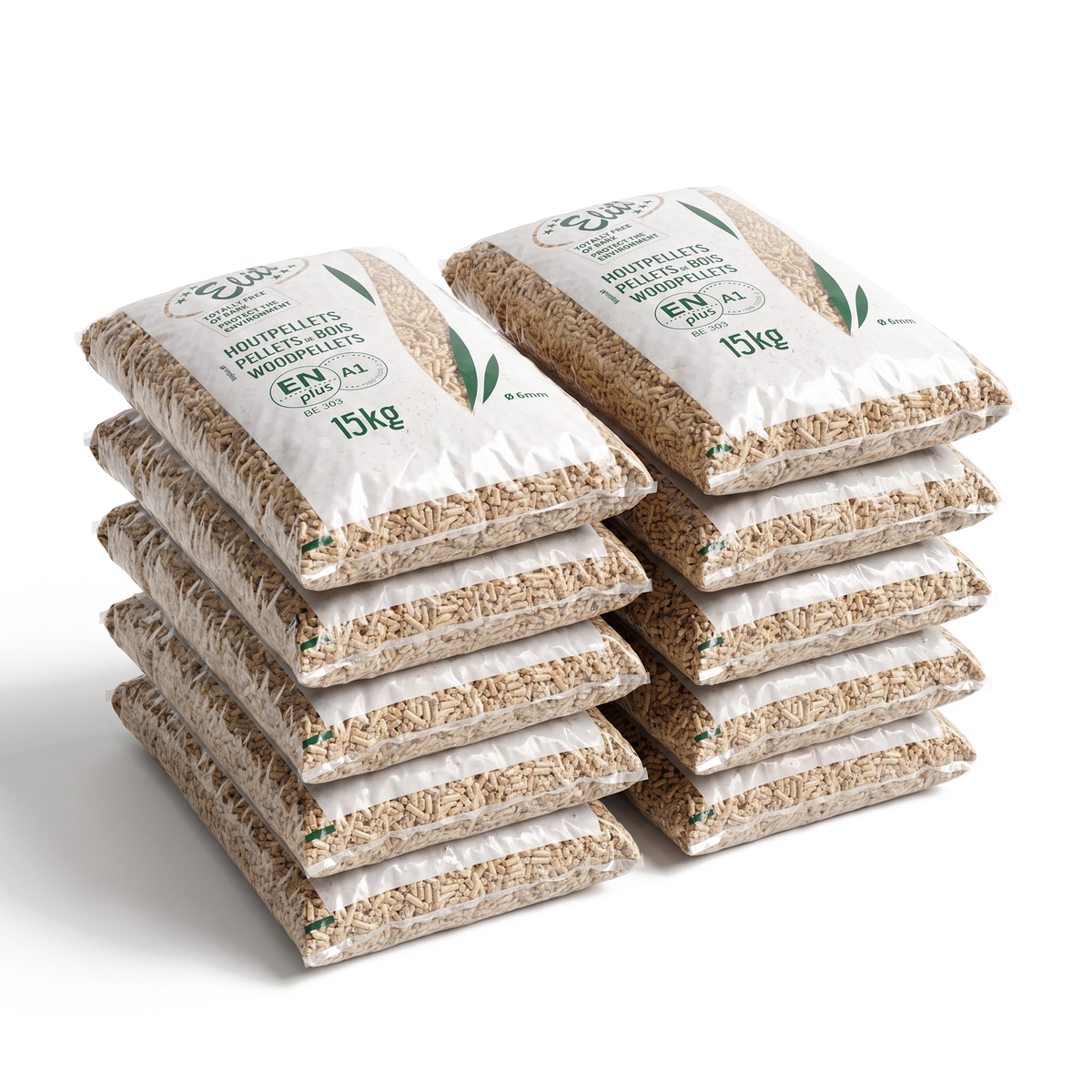 10 zakken Elite Pellets Groen houtpellets van 15 kg