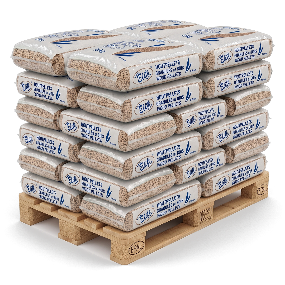 Pallet Elite Pellets Blauw houtpellets, 35 zakken van 15 kg