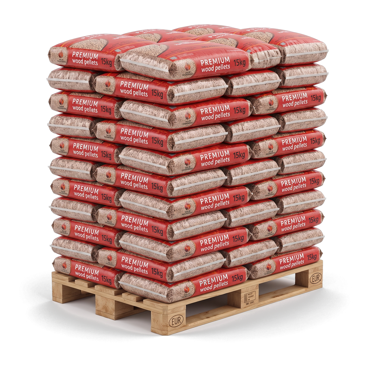 Pallet Solid Teploenergo Premium houtpellets, 65 zakken van 15 kg
