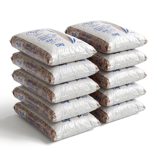 10 zakken Elite Pellets Blauw houtpellets van 15 kg