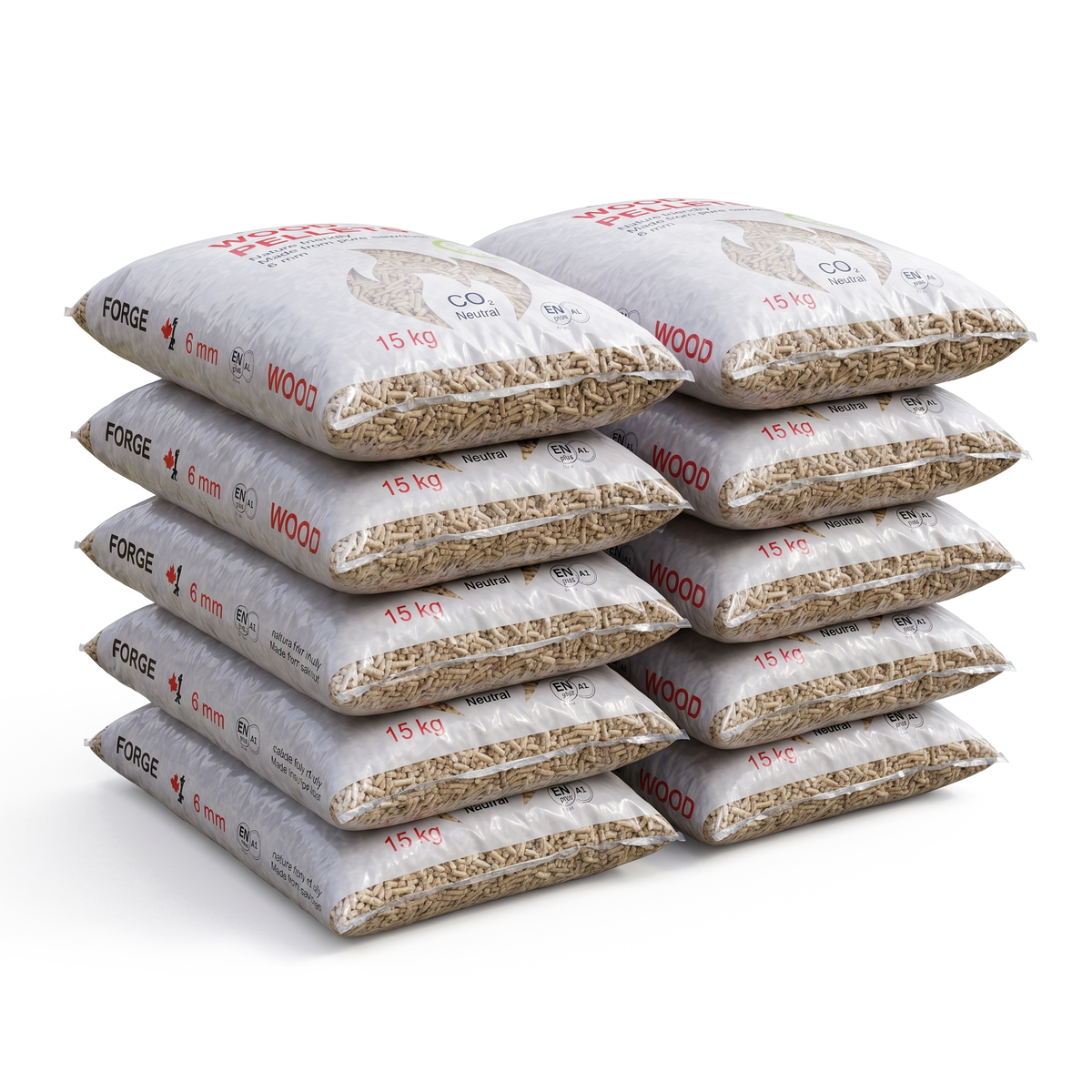 10 zakken Forge houtpellets van 15 kg
