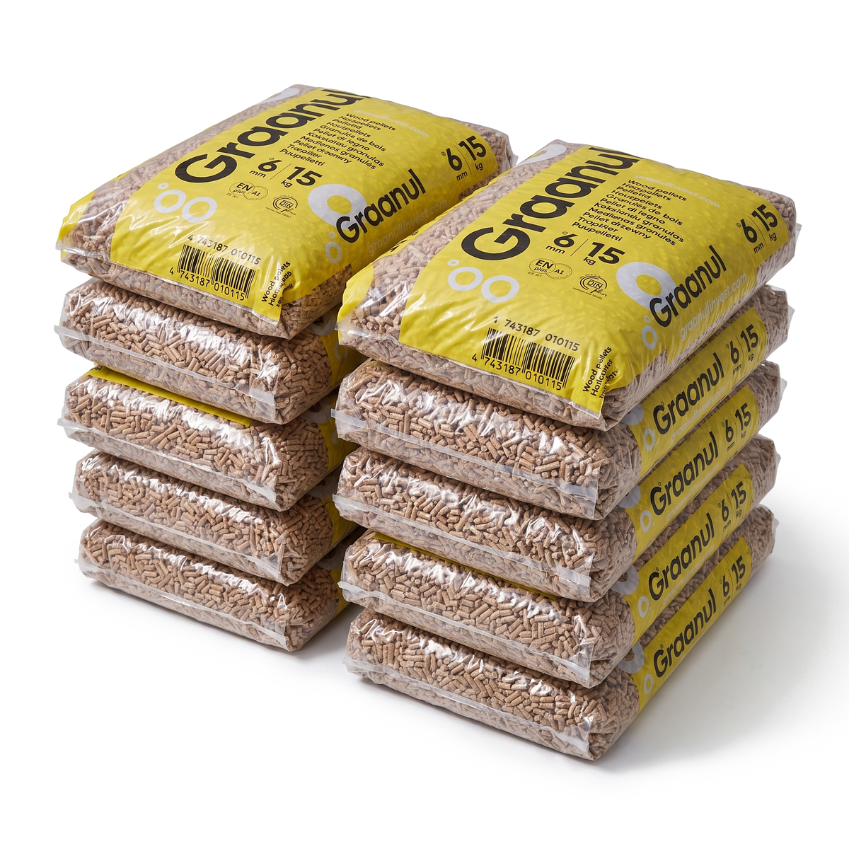 10 zakken Graanul houtpellets van 15 kg